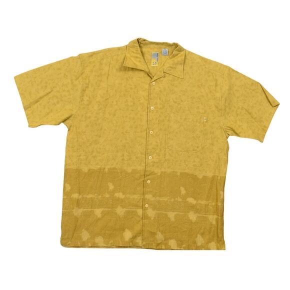 Y2K Bay Creek Men's 2XL Yellow Jute Shirt Short Sleeve Short Sleeve Baggy - Picture 1 of 6